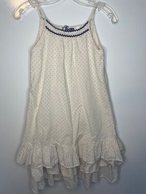 Neige Cream and Blue Sleeveless Ruffle Dress Girls Size 14
